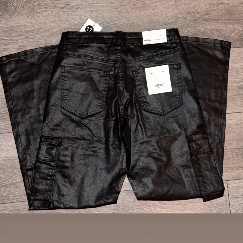 Vervet Kendall High Rise Dad Jeans Size 29 Black Faux Leather New W Tags